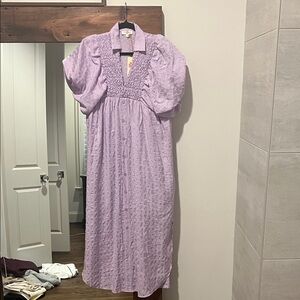 ENTRO Lavender Puff Sleeve lined Dress NWT Size  small